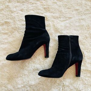 Christian Louboutin Black Suede Ankle Heeled Boots, 37.5
